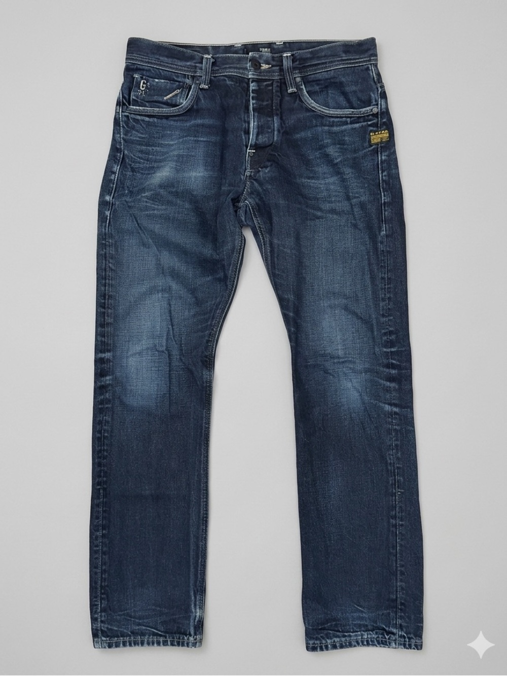 Vintage G-Star Raw 01 Men's Dark Blue Washed Jeans Straight Fit, 33x32